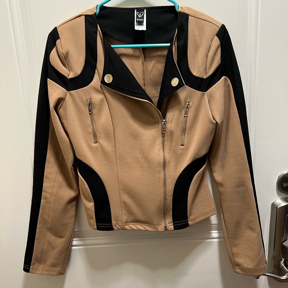 Beige & black lightweight blazer